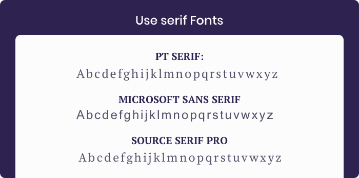 Use serif fonts